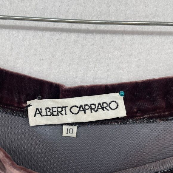 ALBERT CAPRARO Skirt 10 Velvet A-Line Flare Midi Side Zip Boho Purple Vtg - Picture 9 of 13
